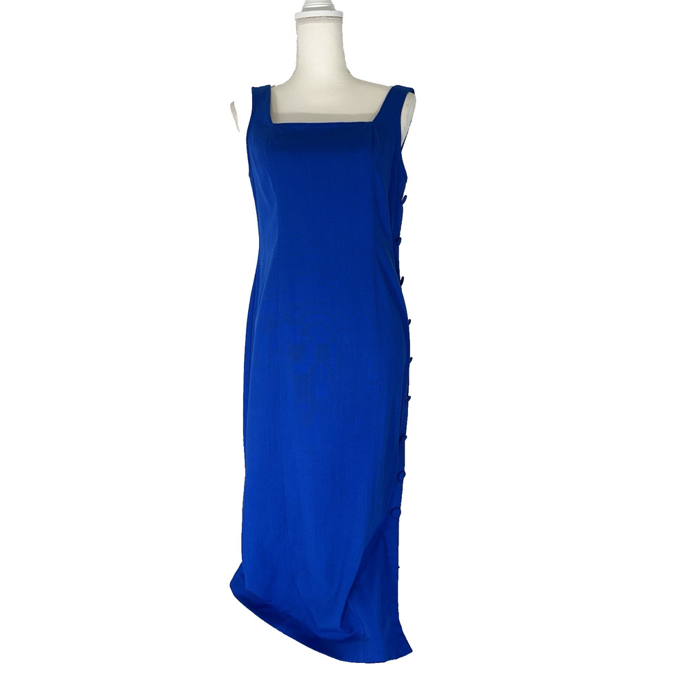 Vintage Y2K Resort wear Sun dress Midi‎ Blue Sz 8  Coastal Core Beach dress